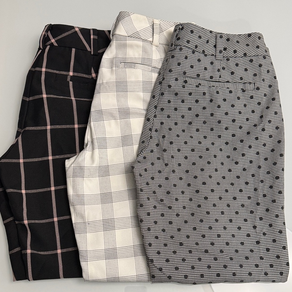 New York & Company Women's Checkered and Patterned Pants Trio